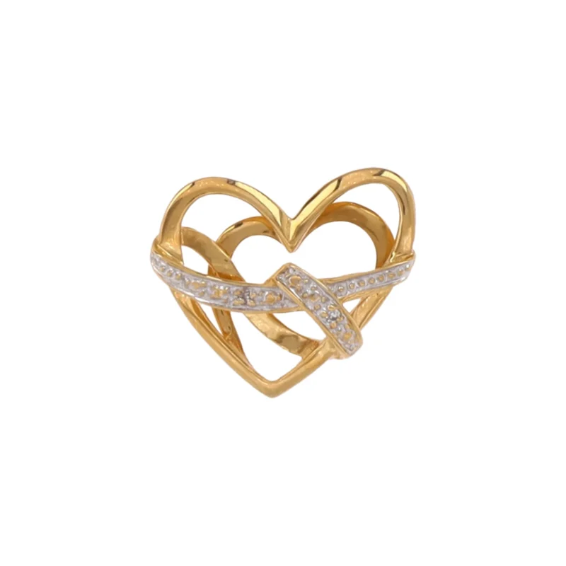 Pendentif cœur en or jaune et gris 18 carats avec brillants