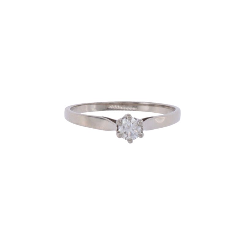 Bague solitaire en or gris 18 carats 0,18 ct taille brillant